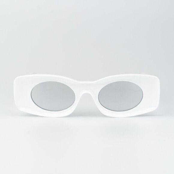Loewe Paula's Ibiza Men Sunglasses White Silver Mirror Rectangle LW40033I 21C - Picture 2 of 12
